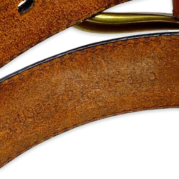 Men's John Henry Brown Tanned Cowhide Brass Buckle Leather Belt 42 - Picture 3 of 6